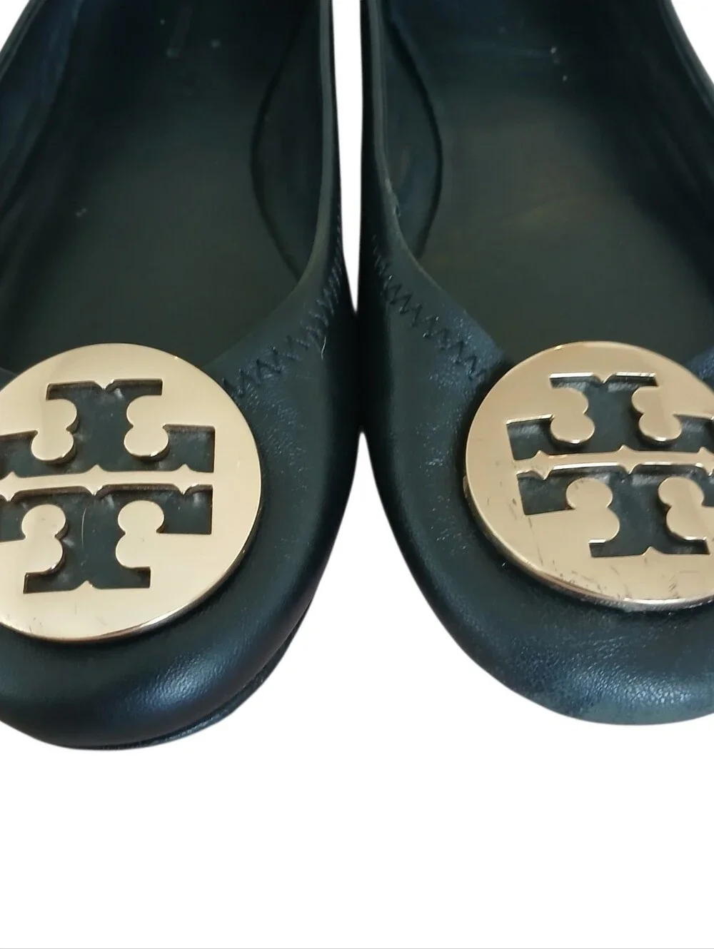 TORY BURCH Minnie Signature Logo Travel Ballet Flats Women's 7.5 Stretch Black